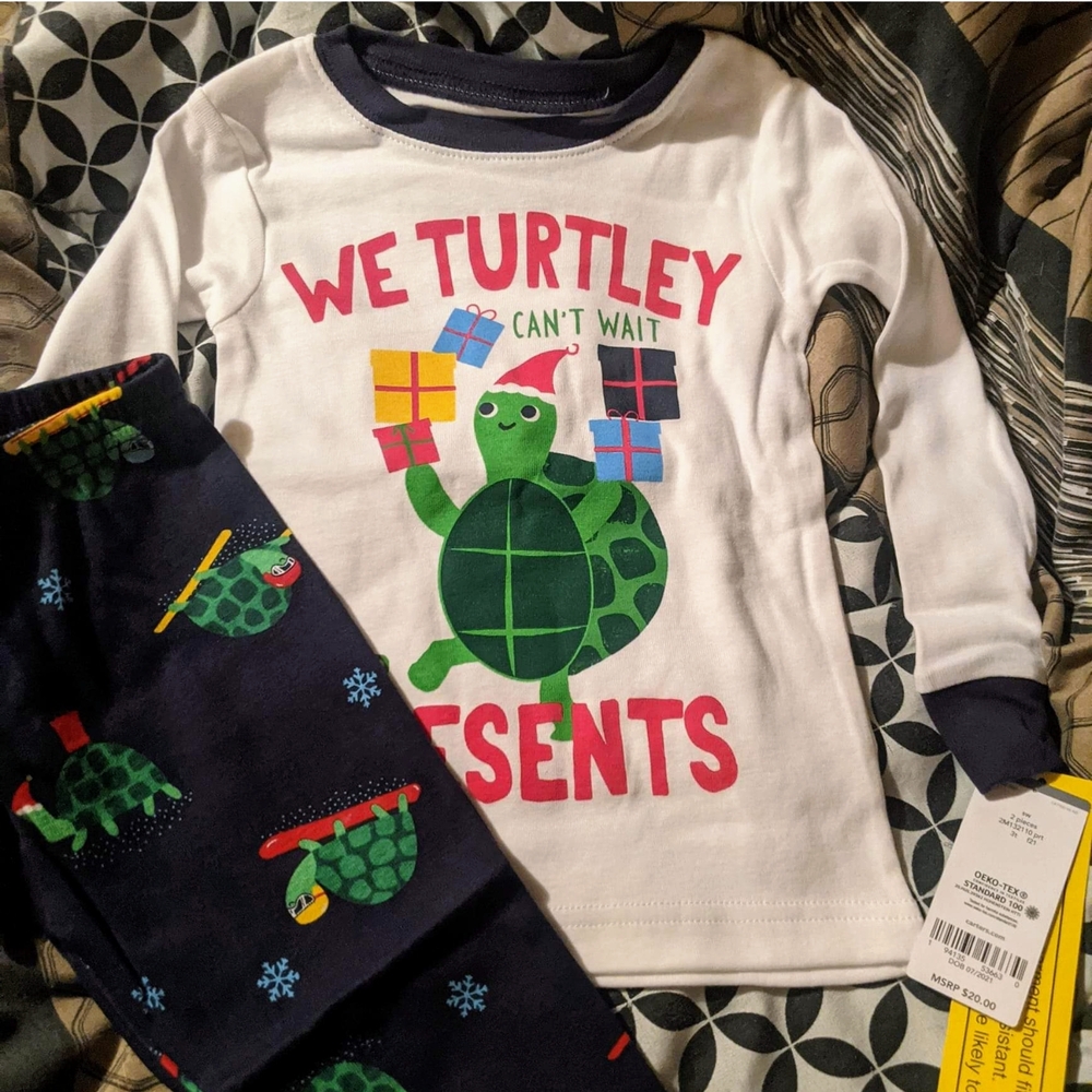Playful Turtle Pajama Set in Light and Dark Colors